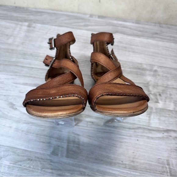 Miz Mooz Cosmo Brown Leather Studded Ankle Strappy Sandals Women’s EU38 US 7.5 - Picture 3 of 16